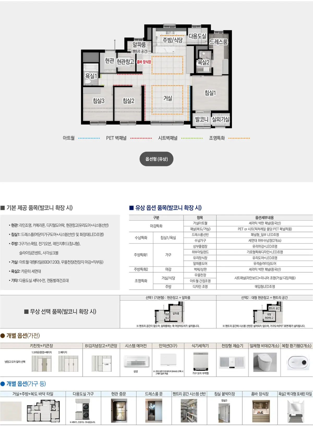 84a타입 가전제품 옵션품목